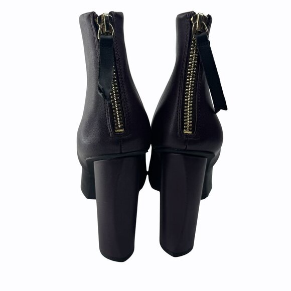 Cabi Bisset Color Block Black Plum Two-Tone Leather Ankle Boots Size 10M - Picture 2 of 7